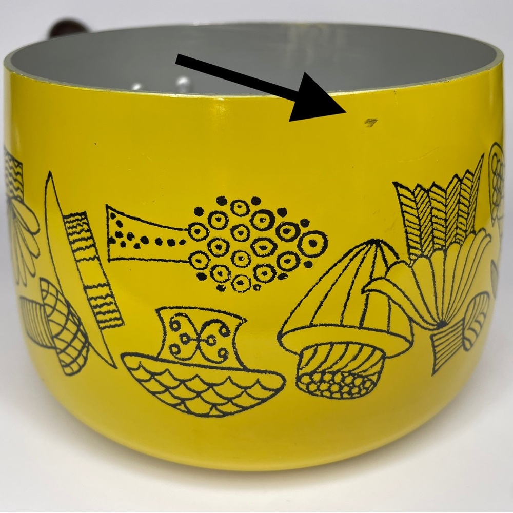 Vintage 1970s 70s MCM Yellow Mushroom Fondue pot Saucepan Cookware - Picture 7 of 12